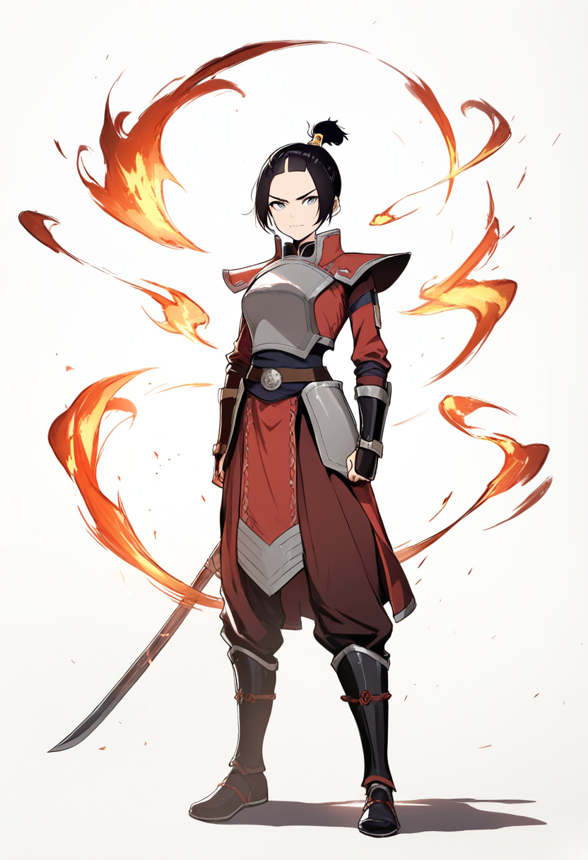 Fire Nation OC in traditional armor with a firebending stance