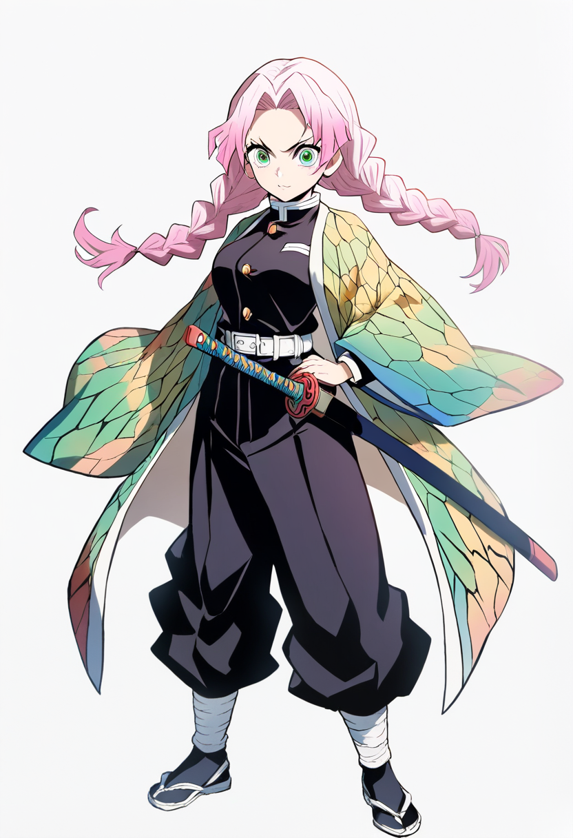 Demon Slayer OC performing a breathing technique with visual effects