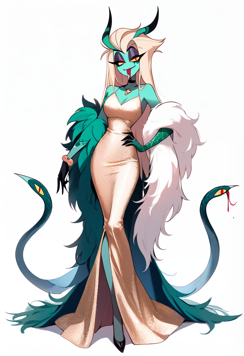 一个青色头发的恶魔女孩配扑克牌主题，深青色玫瑰和扑克牌长裙，尖尾巴，手杖，黄色眼睛