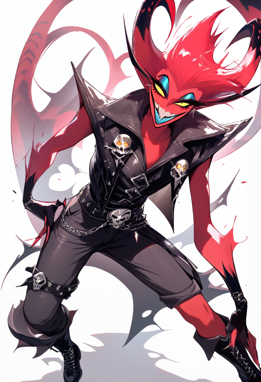 Helluva Boss hellhound OC with goth accessories