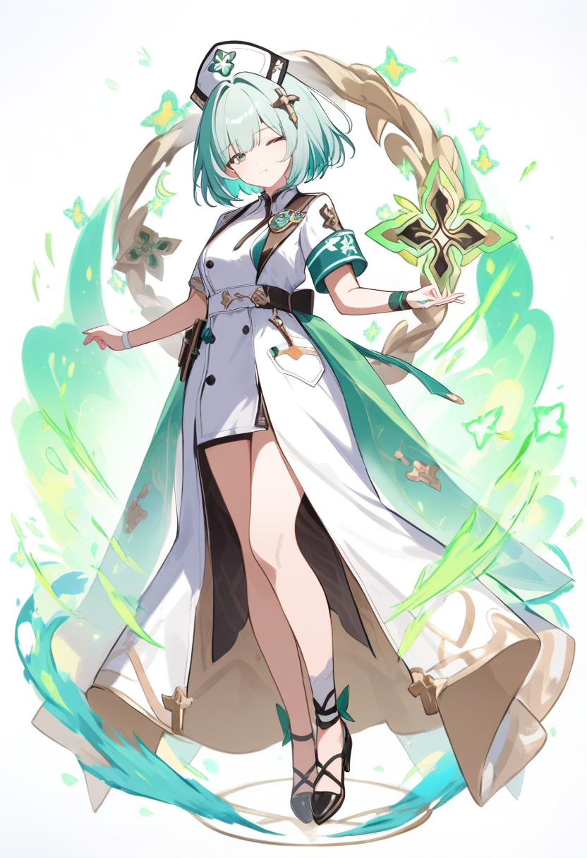 Honkai Star Rail OC with elemental effects and faction insignia